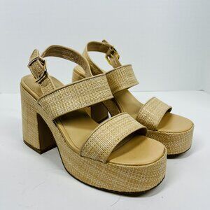 Steve Madden Light Tan Woven Platform Strappy Valory Sandal